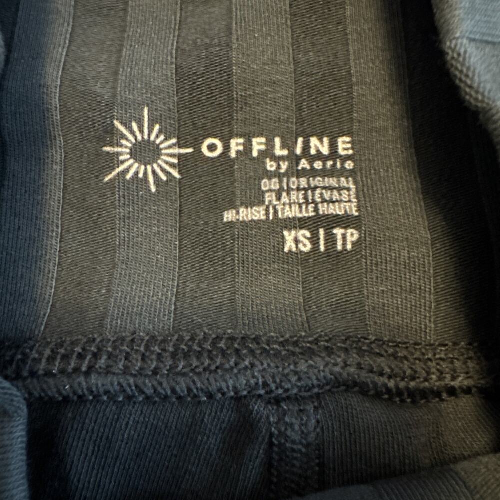 Offline by Aerie Black Foldover Ribbed Flare Leggings Women's XS - Picture 6 of 6